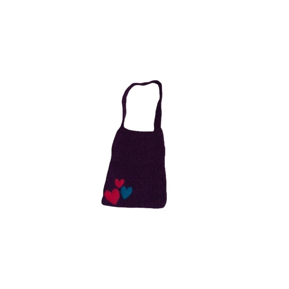 🆕 Handmade Felted Purple Hobo Bag with Hearts
